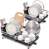 1 x RAW Customer Returns KINGRACK Expandable Dish Drainer, Adjustable Dish Drainer Basket, Rustproof 304 Stainless Steel Dish Drying Rack, Dish Rack with Removable Cutlery Holder, Swivel Drain, 1 Pack - RRP €39.99