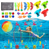 3 x Brand New BARVERE 33 Pieces Diving Rings for Kids Set, Pool Toys with Diving Rings Gemstones Storage Bag, Diving Toys for Boys Girls - RRP €60.48