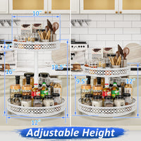 1 x RAW Customer Returns Lazy Susan Organizer 2 Tier Turntable Spice Rack 12 Inch Adjustable Metal Rotating for Cabinet Pantry Kitchen Countertop Dining Table Cupboard Makeup Storage White - RRP €36.99