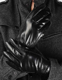 1 x Brand New YISEVEN Men s Buttery Soft Leather Gloves Lined Warm Soft Elegant Noble with Wool, Black Medium 9.0  - RRP €36.79