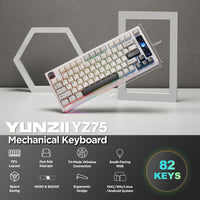 1 x RAW Customer Returns YUNZII YZ75 75 Hot-Swappable Wireless Mechanical Gaming Keyboard, RGB Backlit, BT5.0 2.4G USB-C, Double Shot PBT Keycaps for Linux Win Mac Gateron G Pro Yellow, White  - RRP €100.79