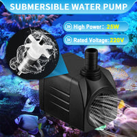 1 x RAW Customer Returns Mini water pump 25W 1800L H submersible pump pond pump fountain pump aquarium pump with 4 suction cups, maximum spray height 2M, 220V, 50HZ for pond fountain aquarium garden - RRP €19.0