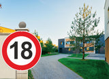 1 x RAW Customer Returns Pubblimania traffic signs with maximum speed 18 km per hour, ideal for birthdays, 3 mm thick round metal made of aluminum for outdoor use, 30 maximum speed 18 km  - RRP €22.99