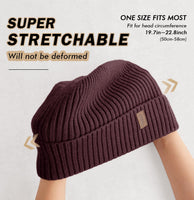 1 x RAW Customer Returns Wmcaps Beanie Men Winter, Thermal Knitted Hats, Warm Fleece Running Beanie Women Men Winter, Windproof Winter Hat Men Lined and Padded Unisex Hat Wine Red  - RRP €24.0