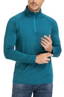 1 x RAW Customer Returns TACVASEN Men s Zip Long Sleeve Shirts Fitness Shirts Long Sleeve Jogging Shirts Quick Drying T-Shirts L, Peacock Blue  - RRP €27.98