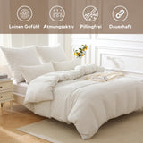 1 x RAW Customer Returns SOULFUL Bed Linen 155x220 Cotton Grid, 100 Washed Cotton White Bedding Sets with Linen-like Handle Includes 1 Duvet Cover 155x220 and 1 Pillowcase 80x80 - RRP €37.49