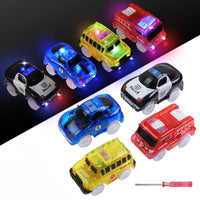 1 x RAW Customer Returns Tracks Cars 4 Pack Toy Magic Car with 5 LED Flashing Lights, Toy Cars Glow in the Dark, Compatible with Most Tracks for Kids, Boys and Girls - RRP €23.17