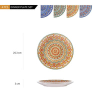 1 x RAW Customer Returns Dinner plate porcelain, vancasso MANDALA 4-piece flat plate, tableware plate set 26.3 cm breakfast plate dinner plate, Bohemian style - RRP €32.99