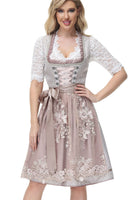 1 x RAW Customer Returns TrendiMax traditional women s dirndl midi dirndl dress for Oktoberfest with lace apron, old pink, 46 - RRP €110.08