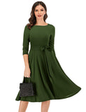 1 x RAW Customer Returns DRESSTELLS Women s 1950s Retro Vintage Rockabilly Dress Festive Party Dresses Knee Length 3 4 Sleeve Ball Gown Elegant Evening Dress A-Line Pleated Skirt ArmyGreen 2XL - RRP €41.87