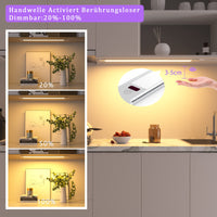 1 x RAW Customer Returns wobsion under-unit kitchen light LED warm white with non-contact sensor, strip 42 cm dimmable 3000 K, ultra thin kitchen light under-unit for wardrobe, showcase cabinet lighting - RRP €20.16