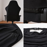 1 x RAW Customer Returns Gaming chair covers Gaming chair cover 4 pieces, office chair swivel chair cover with armrests chair back cover, stretchable chair covers for computer gaming chair, racing style, office chair - without chair, black - RRP €25.98