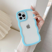 1 x RAW Customer Returns QLTYPRI Compatible with iPhone 12 Pro Max Case, iPhone 12 Pro Max Transparent Cell Phone Case Aesthetic Curly Case Women Girls Cute Waves Design Silicone TPU Bumper Protective Case - Blue - RRP €21.6