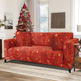 1 x RAW Customer Returns Lydevo Christmas Sofa Cover 3 Seater Stretch Sofa Cover Elastic Sofa Cover Santa Claus Sofa Cover with 2 Cushion Covers Non-Slip Xmas Sofa Protection Cover, Xmas Red Gold - RRP €31.46