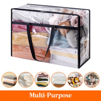 1 x RAW Customer Returns Lifewit Pack of 6 Transparent Plastic Storage Bags, 60L Wardrobe Organizer Storage Box with Lid Clothes Storage Moving Boxes with Reinforced Handle for Duvets, Clothes - RRP €38.3