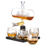 1 x RAW Customer Returns Oak Steel - Whisky Decanter, Ship Carafe 1000ml with Stainless Steel Tap 4 Whisky Glasses - Valentine s Day Birthday Father s Day Gift Set for Men - RRP €69.99