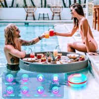 1 x RAW Customer Returns MONODEAL Portable Bluetooth Speaker with Colorful Lights Speaker Pool Speaker Waterproof IP67 for Hot Tub Camp Outdoor Indoor - RRP €21.6