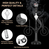 1 x RAW Customer Returns NOBLE HOOKAH 77cm Shisha Set 2 hoses made of aluminum tube with 2 connections and complete shisha accessories - shisha head, beautiful glass vase, molasses catcher, 2 hoses and handle black  - RRP €80.99