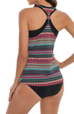 1 x RAW Customer Returns Laorchid women s tankini two-piece push up two-piece swimsuit padded swimwear high waist swimsuit bikini sporty rainbow bohemian M - RRP €39.99