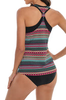 1 x RAW Customer Returns Laorchid women s tankini two-piece push up two-piece swimsuit padded swimwear high waist swimsuit bikini sporty rainbow bohemian L - RRP €39.99