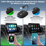 1 x RAW Customer Returns Geweo 2 in 1 Carplay Wireless Adapter and Android Auto Adapter, 2024 Wireless Carplay Dongle for App le, Wireless Android Auto Adapter for Cars with Carplay or Android Auto Functions, Plug Play - RRP €40.66