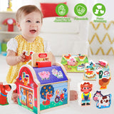 1 x RAW Customer Returns Montessori toys for children from 1 2 3 years, plug-in game farm wood with puzzle, children s toys wooden toys motor skills toys from 1 year, baby toys motor skills cube gifts for girls boys - RRP €28.22