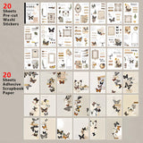 1 x Brand New TIESOME 200 pieces vintage scrapbooking sticker set, scrapbook stickers for DIY scrapbook accessories, photo album, diary, photo book, notebook, journal, calendar, design yourself - RRP €20.4