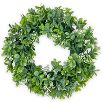 1 x RAW Customer Returns Artificial flower wreath, artificial flower wreath, decorative wreath, diameter 30 cm, door wreath, wall wreath, door decoration, table decoration, green - RRP €21.71