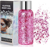 1 x RAW Customer Returns Glitter Face Body Glitter Gel, Mermaid Glitter Make Up, Festival Glitter Face Gel, Make-up Carnival Glitter for Festival, Music Festivals, Party, Masquerade, Body Face Hair Lips Pink  - RRP €8.99