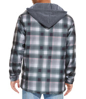 1 x Brand New GLESTORE Lumberjack Jacket Men s Flannel Shirt Jacket Lined Thermal Shirt Winter Long Sleeve with Hood Checked Lumber Jacket Gray and Green S - RRP €48.99