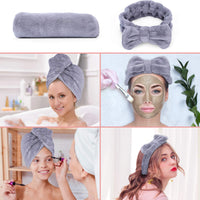 27 x Brand New Acksonse Hair Turban 2 Pack, Turban Towel with Button, Quick-drying Hair Towel for Women, Microfiber Towel for Head and Long Hair Pink 1 Bandanas 1 Headband  - RRP €217.35