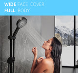 1 x RAW Customer Returns Krobec hand shower head, large shower head rain shower 130 mm, hand shower, with 3 jet types, premium shower set, massage nozzle for spa black  - RRP €21.99