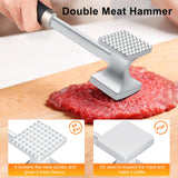 1 x RAW Customer Returns HOOMIL Meat Tenderizer, Double-Sided Non-Stick Schnitzel Tenderizer, Meat Hammer with Non-Slip Handle for Schnitzel, Steaks - Silver - RRP €15.04