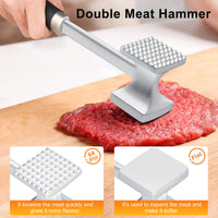 1 x RAW Customer Returns HOOMIL Meat Tenderizer, Double-Sided Non-Stick Schnitzel Tenderizer, Meat Hammer with Non-Slip Handle for Schnitzel, Steaks - Silver - RRP €15.08