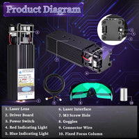 1 x RAW Customer Returns Updated Fixed Focus 20W Output Power 5500mW Optical Power Module Head, TwoWin 450nm Engraving Module Head for CNC 3018 Pro, CNC Machine, 2 Axis Engraving Machine - RRP €106.9