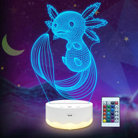 1 x RAW Customer Returns Lightzz Axolotl Night Light, 3D Illusion Lamp with Remote Control Touch 16 Color Flash Changing Timer Desk Lamps Children Room Decor Best Festival Birthday Gifts - RRP €21.0