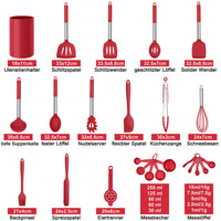 1 x RAW Customer Returns Herogo Kitchen Utensil Set, 25 Pieces Silicone Kitchen Utensils with Holder, Heat-Resistant Cooking Cutlery Set with Stainless Steel Handle, Non-Stick Cooking Utensils Kitchen Set, Storage Container, Red - RRP €26.21