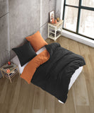 1 x RAW Customer Returns Vency Plain Duvet Cover 200 x 200 cm with 2 Pillowcases 65 x 65 cm Black - Copper - Cotton Bedding - RRP €20.4