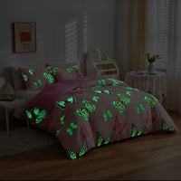 1 x RAW Customer Returns Homewish Luminous Bed Linen 135 x 200 Girls Children s Room Butterfly Luminous Decor Duvet Cover Butterfly Pattern in the Dark Luminous Decorative Bed Linen Pillowcase 80 x 80 cm - RRP €28.73