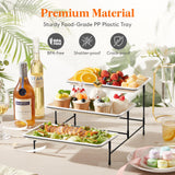 1 x RAW Customer Returns Lifewit 3-Tier Serving Tray for Party Supplies, 30x17cm Serving Platter for Food Display, White Reusable Trays with Black Fruit Bowl for Vegetables, Fruits, Cookies, Desserts - RRP €22.99