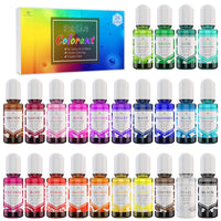 1 x RAW Customer Returns 24 Epoxy Resin Colors, UV Resin Colors - Crystal Transparent Epoxy Resin Dye for UV Resin Coloring, DIY Jewelry Making - Concentrated UV Resin Color Pigment for Colors, Crafts - 10 ml each - RRP €16.72