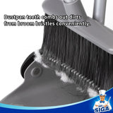 1 x RAW Customer Returns MR.SIGA Broom and Dustpan Set with Long Handle, Upright Sweeper and Dustpan Combo for Floor Cleaning, Gray - RRP €25.56