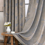 1 x RAW Customer Returns MIULEE Velvet curtain with gold foil leaves pattern, set of 2 curtains, velvet gray with back loops and rod pocket, thick, opaque curtains for decorative bedrooms, each H 245 x W 140 cm - RRP €43.36