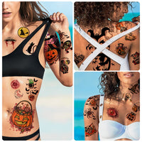 3 x Brand New 40 Sheets Halloween Temporary Tattoos for Kids and Adults, Halloween Makeup Masquerade Party Cosplay Costumes Face Decals Mask Zombie Vampire Witch Pumpkin Lantern Tattoo Stickers - RRP €29.28