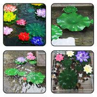 3 x Brand New QUOZUO Foam Water Lily Flower Floating Eva Lotus Leaf with Artificial Dragonfly, Frog for Aquarium Patio Garden Pool Garden Pond - RRP €39.3