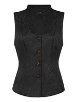 1 x RAW Customer Returns Allegra K Women s Traditional Bodice Dirndl Suit Vest Sleeveless U-Neck Single-Breasted Steampunk Jacquard Vest Black M - RRP €43.36