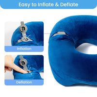 1 x Brand New Anmerl Inflatable Travel Pillow Soft Velvet Portable Neck Pillow with Storage Bag for Airplane Train Car Office - RRP €14.3