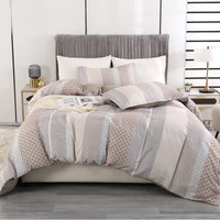 1 x RAW Customer Returns Qucover bed linen 200x200cm 3 pieces striped, microfiber bed linen beige, striped bed linen sets for double bed, duvet cover 200x200 with 2 pillowcases 80x80cm, grey beige - RRP €34.27