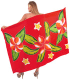 1 x Brand New LA LEELA Women s Swimsuit Sarong Wrap Long Pareo Red, Floral 3 One size - RRP €24.0