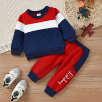 1 x RAW Customer Returns Dazzerake 2-piece Baby Tracksuit Sets Autumn Winter Clothing Unisex Color Block Sweatshirt Pullover Crew Neck Long Sleeves Top and Pants 3-6 months, Red  - RRP €27.53